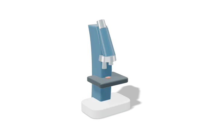 Microscópio em 3D com lâmina de amostra